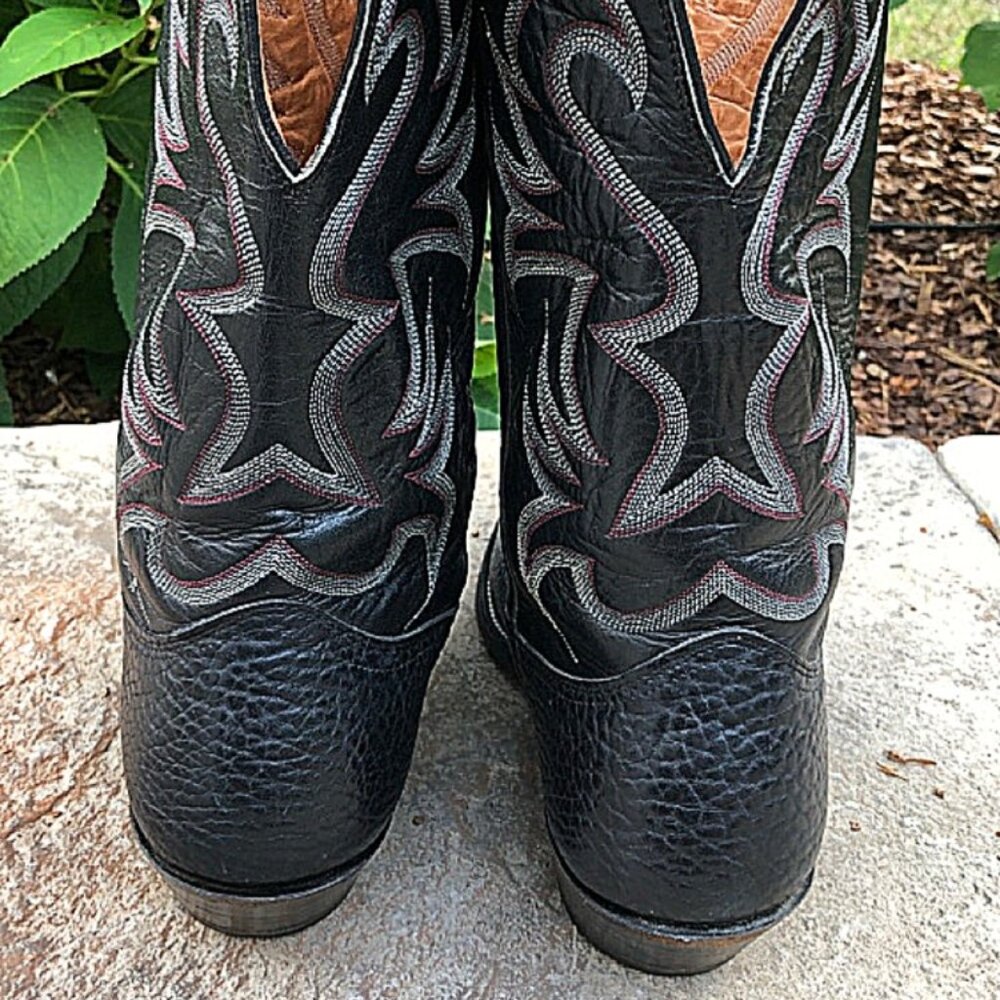 Vintage Nocona Genuine Black Cowhide Leather Boots, Men's, Size 11D - Picture 7 of 16